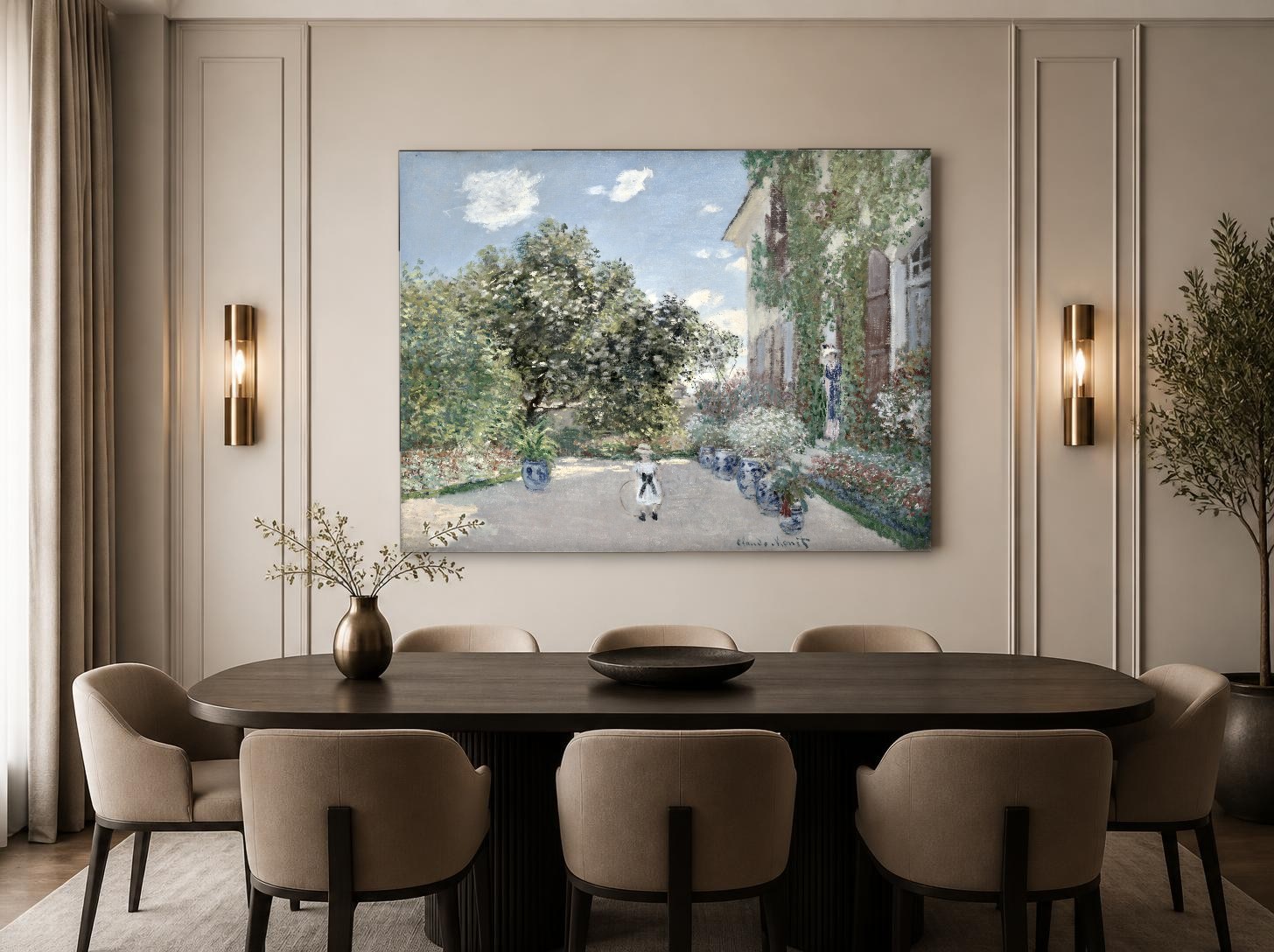 CAS1261-1 De tuin van het huis in Argenteuil (naar Monet), Natuur & Landschap schilderij aan de muur in interieur