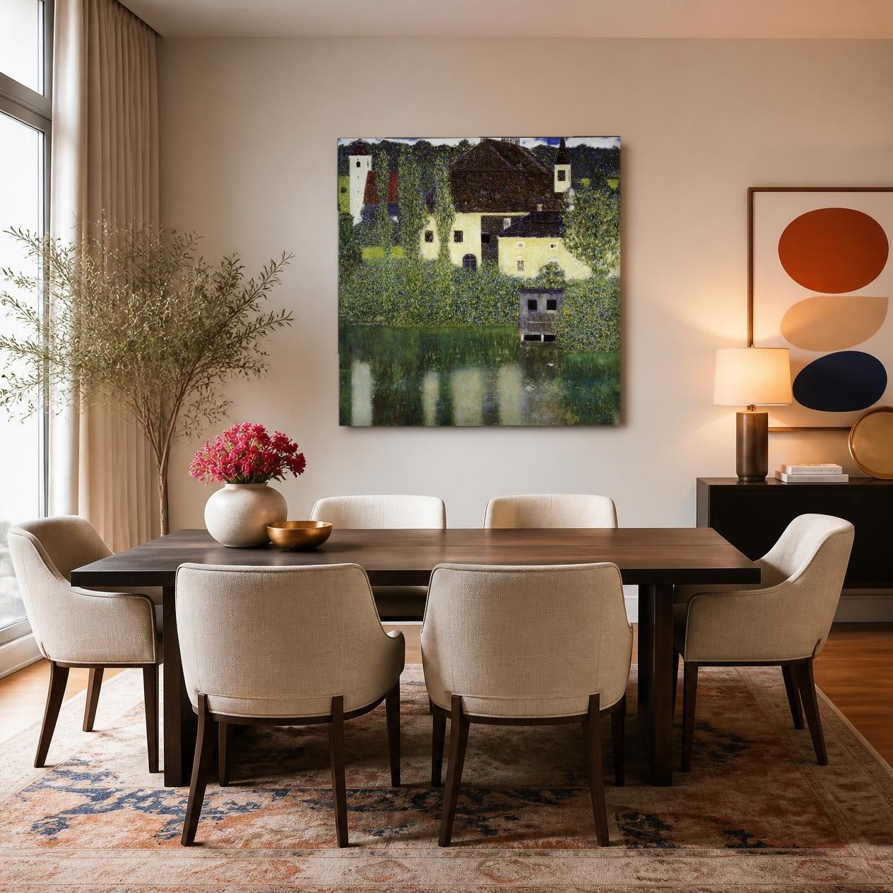 CAS1902-1 Waterkasteel (naar Klimt), Natuur & Landschap schilderij aan de muur in interieur
