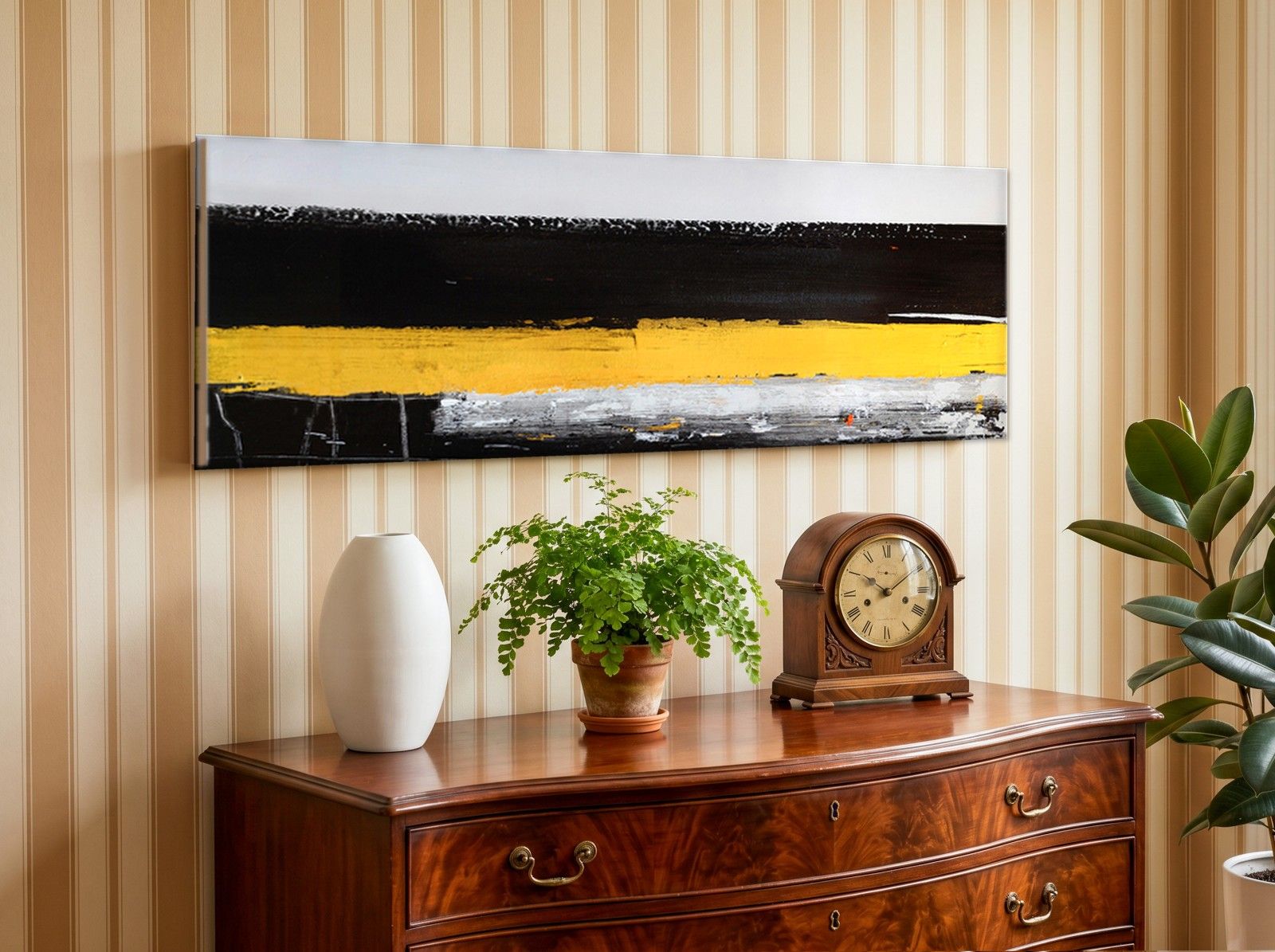 CAS457-1 Contrastrijke Horizonvlakken, Abstract & Modern schilderij aan de muur in interieur