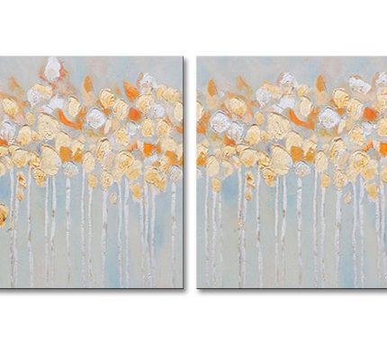 Gouden Bloesemveld, handgeschilderd olieverfschilderij met bloesems