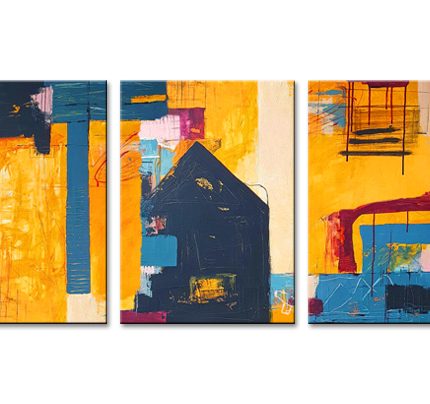 Speelse Kleurstructuur, handgeschilderd olieverfschilderij met abstracte compositie