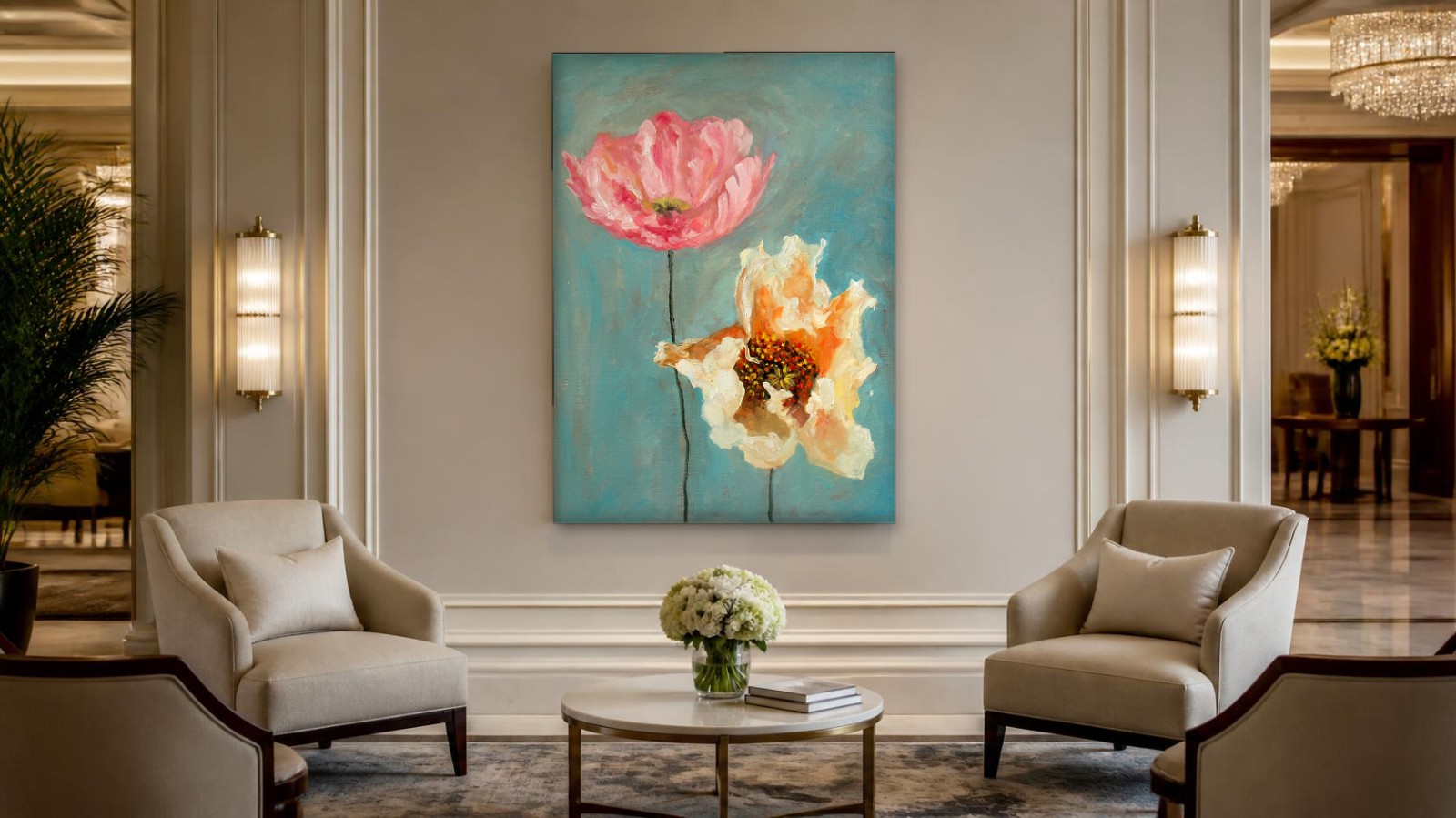 Klaprozen in Bloei, Bloemen & Stilleven schilderij aan de muur in interieur