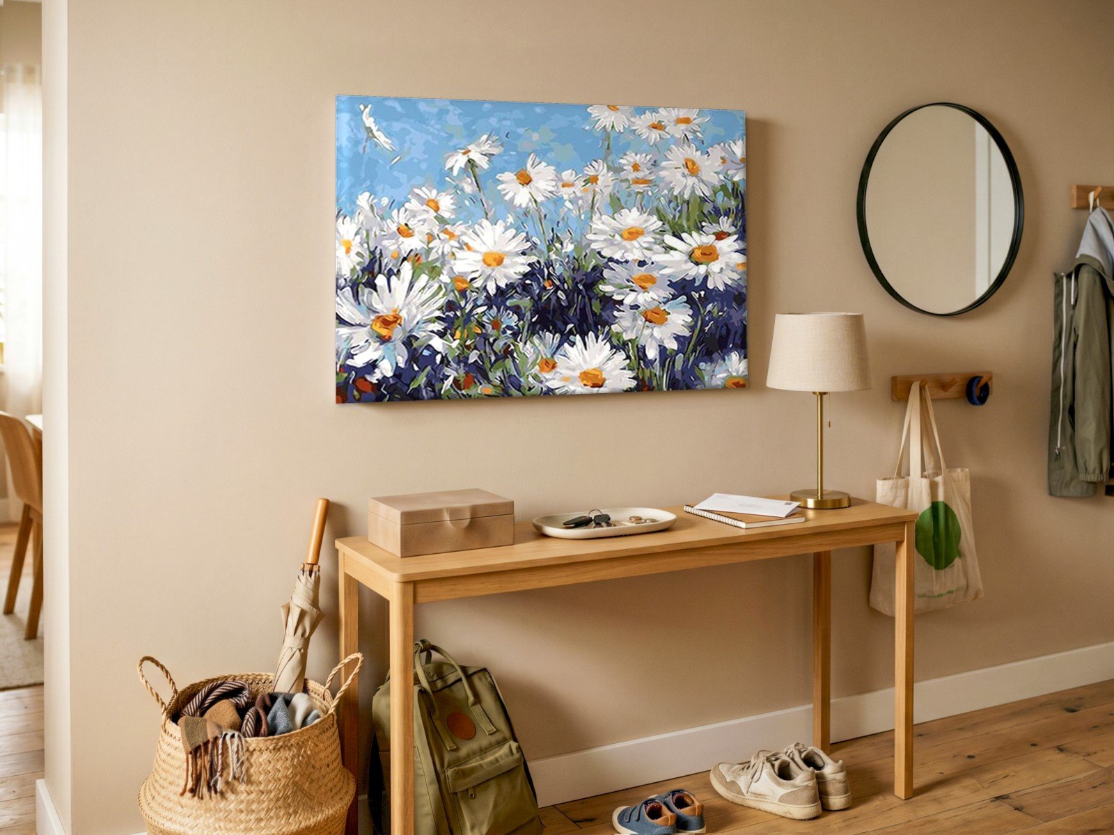 Margrieten in Bloei, Bloemen & Stilleven schilderij aan de muur in interieur