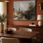 Gracht met Munttoren (naar Klinkenberg), Steden & Skylines schilderij aan de muur in interieur