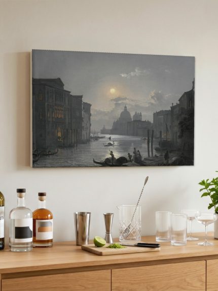 Maanlicht over het Canal Grande, Steden & Skylines schilderij aan de muur in interieur