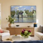 Huizen aan de Zaan (naar Monet), Steden & Skylines schilderij aan de muur in interieur