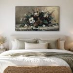 Bloemenmand (naar Cauchois), Bloemen & Stilleven schilderij aan de muur in interieur