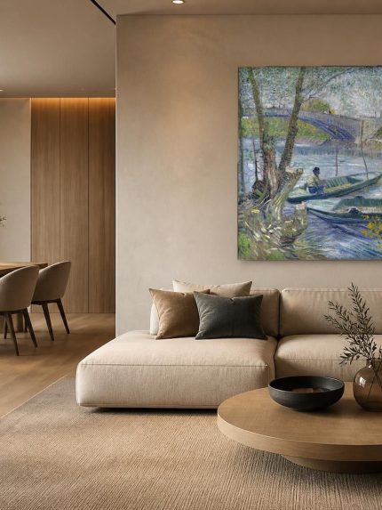 Vissen in de Lente (naar Van Gogh), Natuur & Landschap schilderij aan de muur in interieur