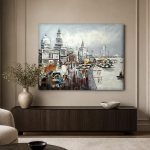 Regenachtige Bund van Shanghai, Steden & Skylines schilderij aan de muur in interieur