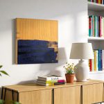 Geel en Blauw in Evenwicht, Abstract & Modern schilderij aan de muur in interieur