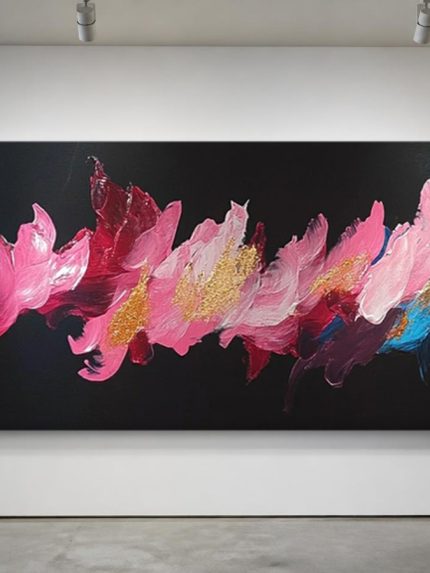 Roze Golf in het Duister, Abstract & Modern schilderij aan de muur in interieur