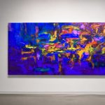 Nachtelijke Kleurexplosie, Abstract & Modern schilderij aan de muur in interieur